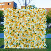 Aperturee - Aperturee White Yellow Green Leaf Artificial Flower Wall